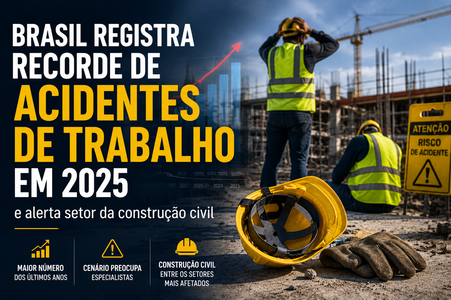 Brasil registra recorde de acidentes de trabalho em 2025 e alerta setor da construção civil