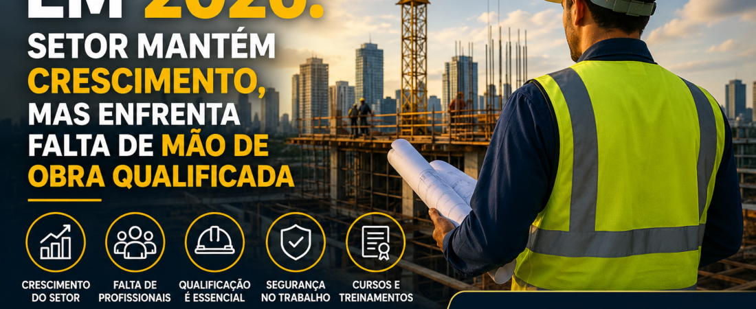 Construção civil em 2026: setor mantém crescimento, mas enfrenta falta de mão de obra qualificada
