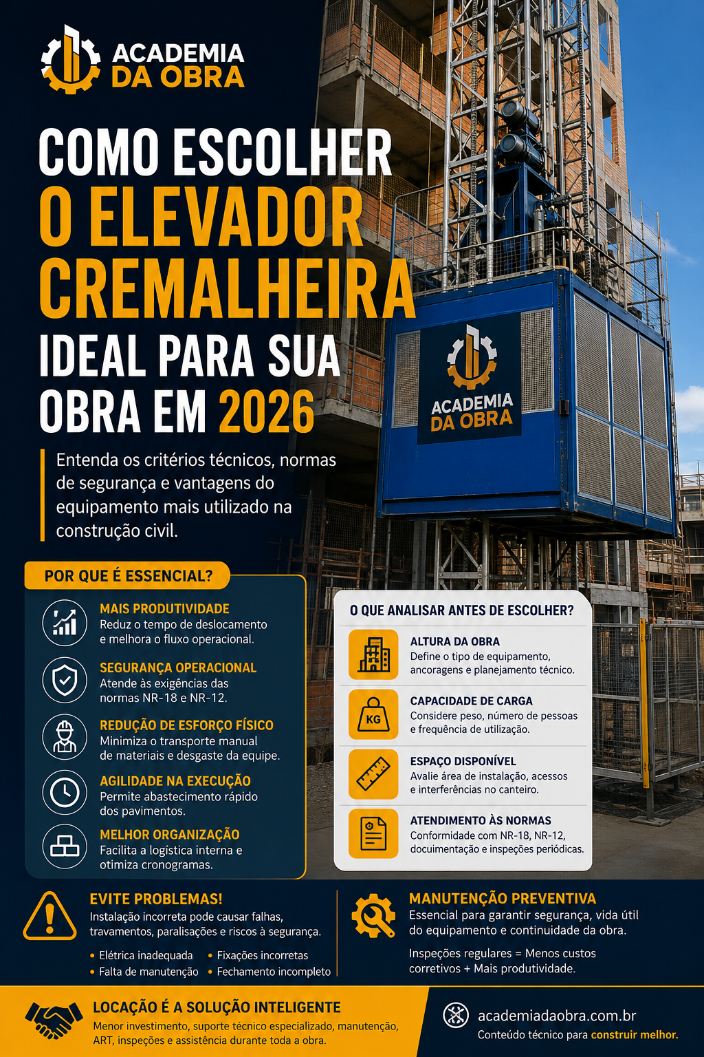 Como Escolher o Elevador Cremalheira Ideal Para Sua Obra em 2026
